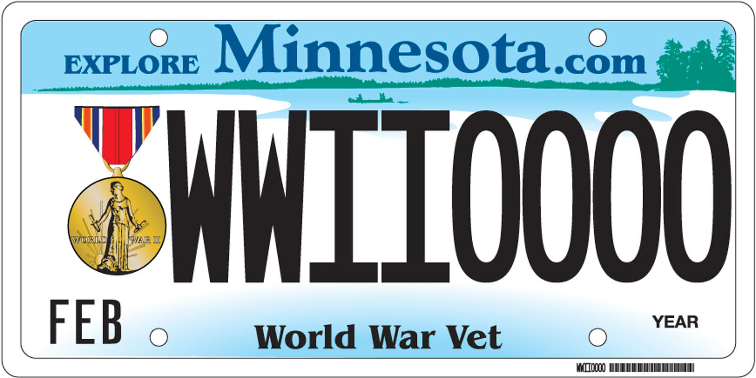 Sample of a World War II Veteran license plate 