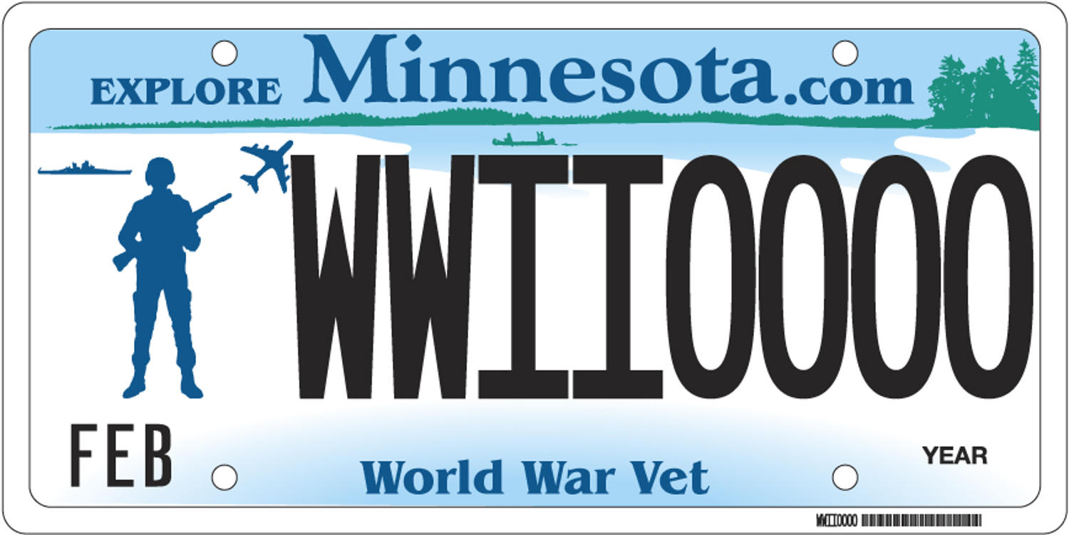 Sample of a World War II Veteran Soldier at Arms license plate 