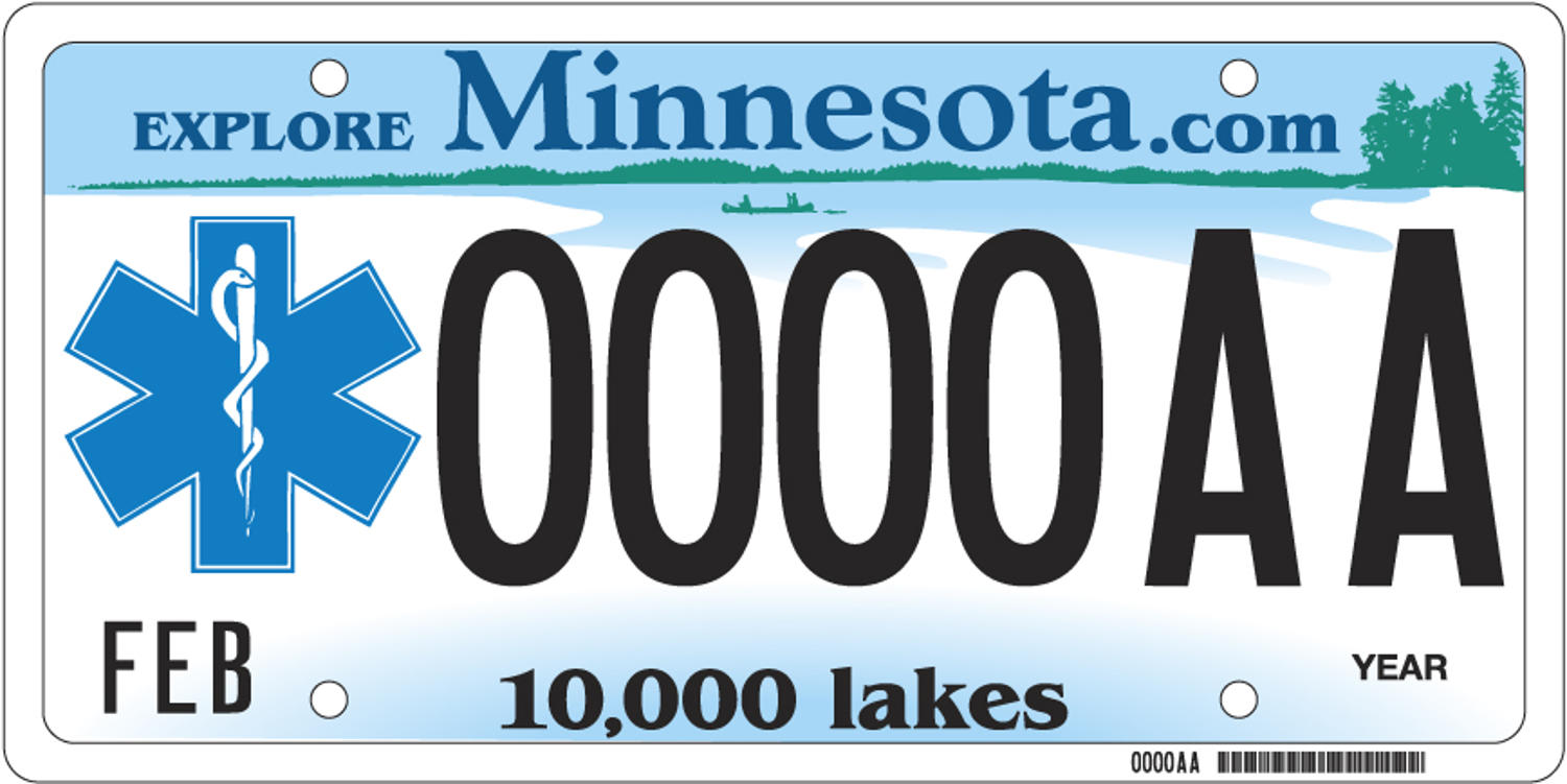 Sample of a Volunteer Ambulance license plate
