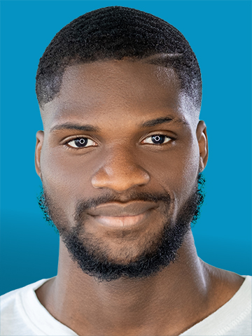 Full-face image of a young man from the shoulders up and facing the camera. The photo meets the DVS standards for license and ID photos.