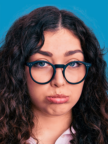 Sample of a card photo with a person wearing eyeglasses where the frame covers the eyes