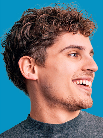 Sample of a card photo with a person looking sideways