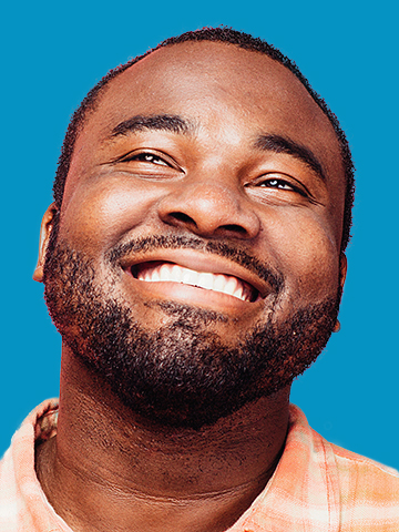 Sample of a card photo with a person looking up