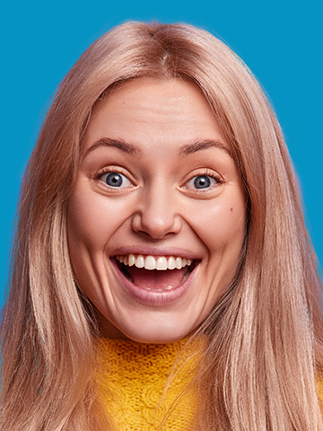 Sample of a card photo with a person with mouth open