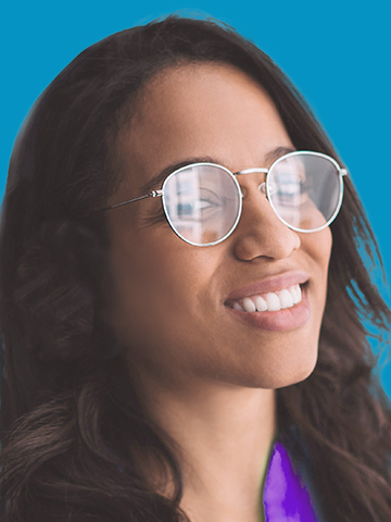  Sample of a card photo with a person wearing eyeglasses that have glare on them