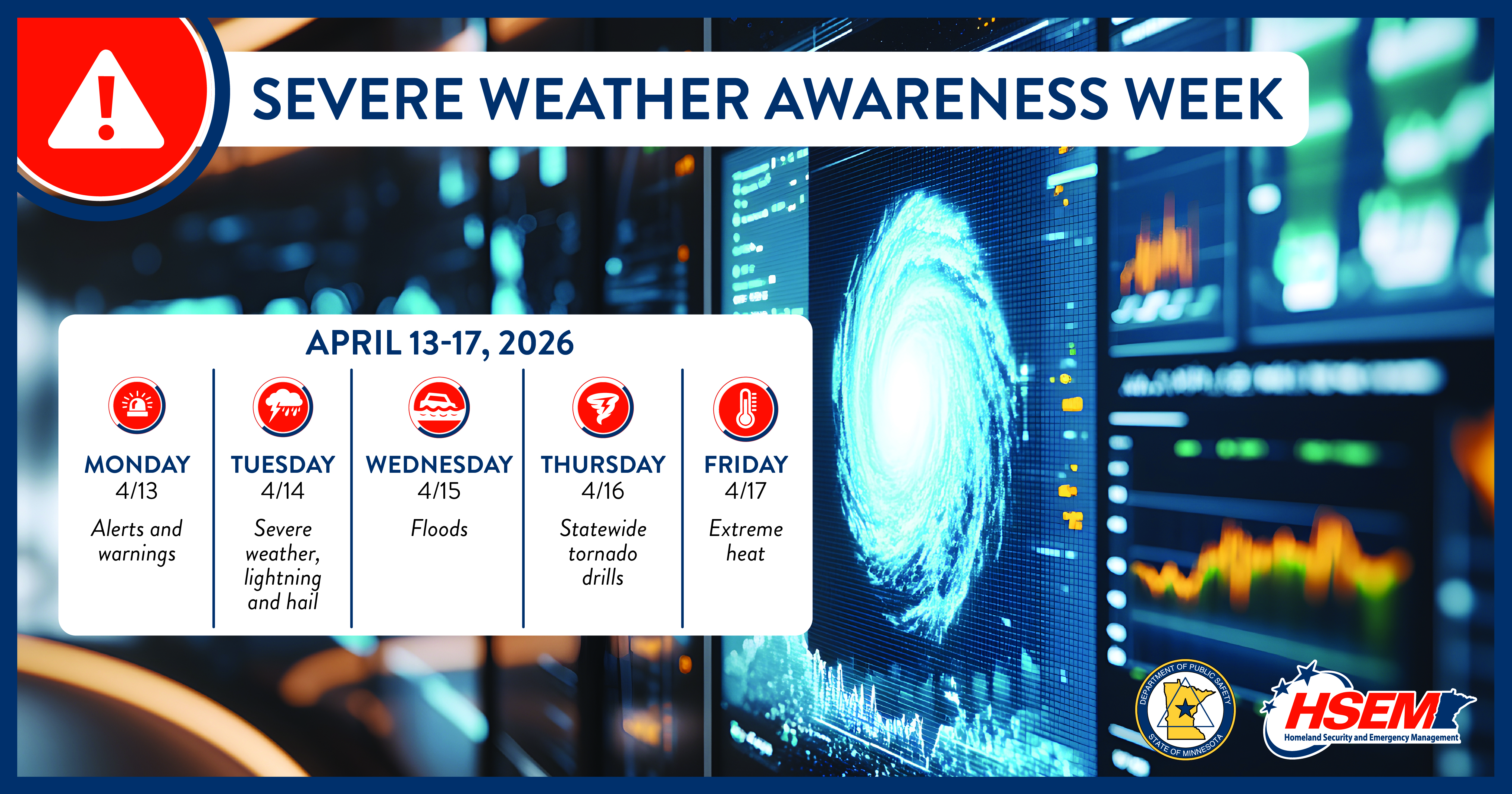 Infographic saying severe weather awareness week is April 13-17