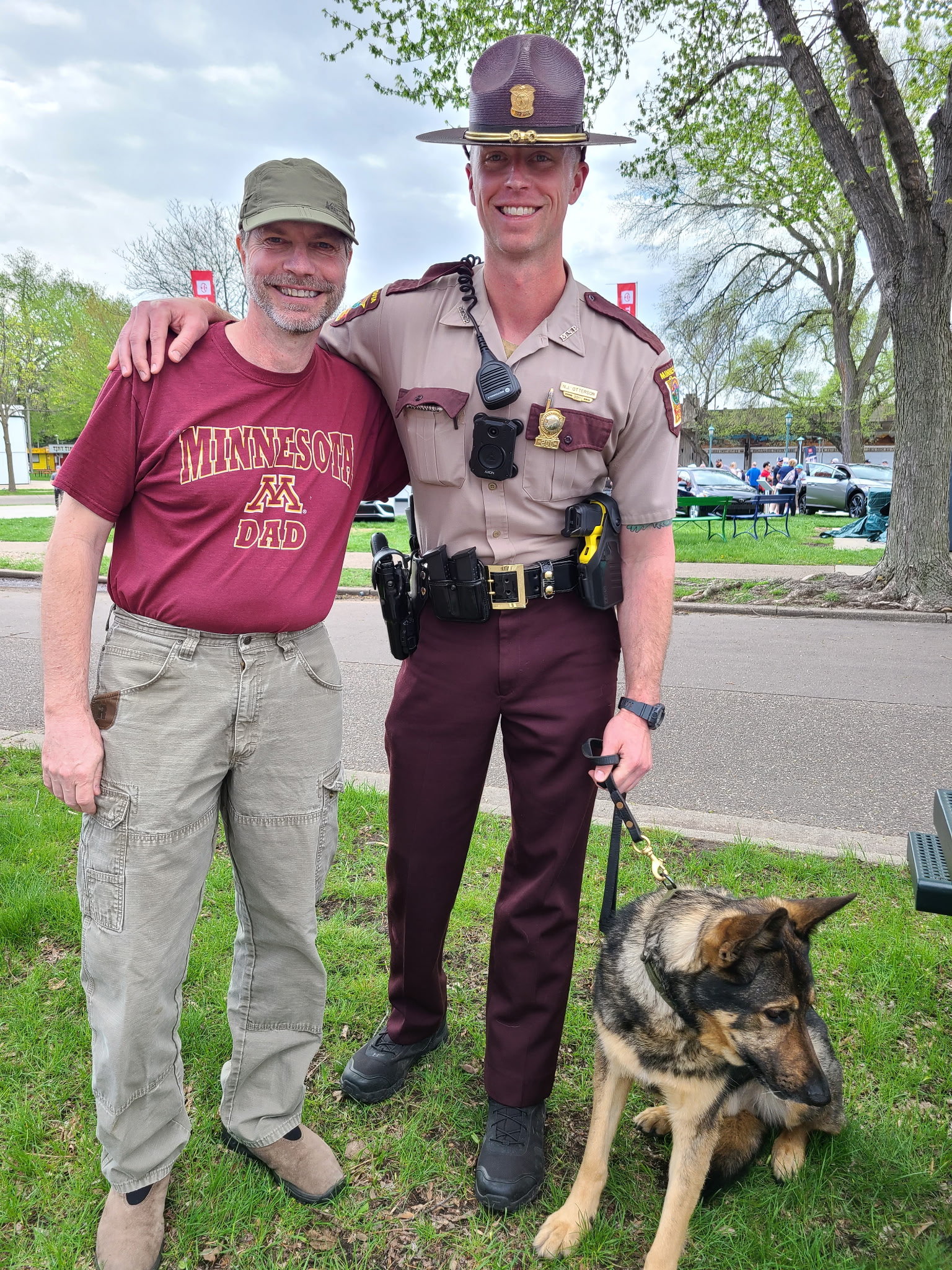 Don Weiblen and Trooper Nick Otterson Pose with K9 Busa