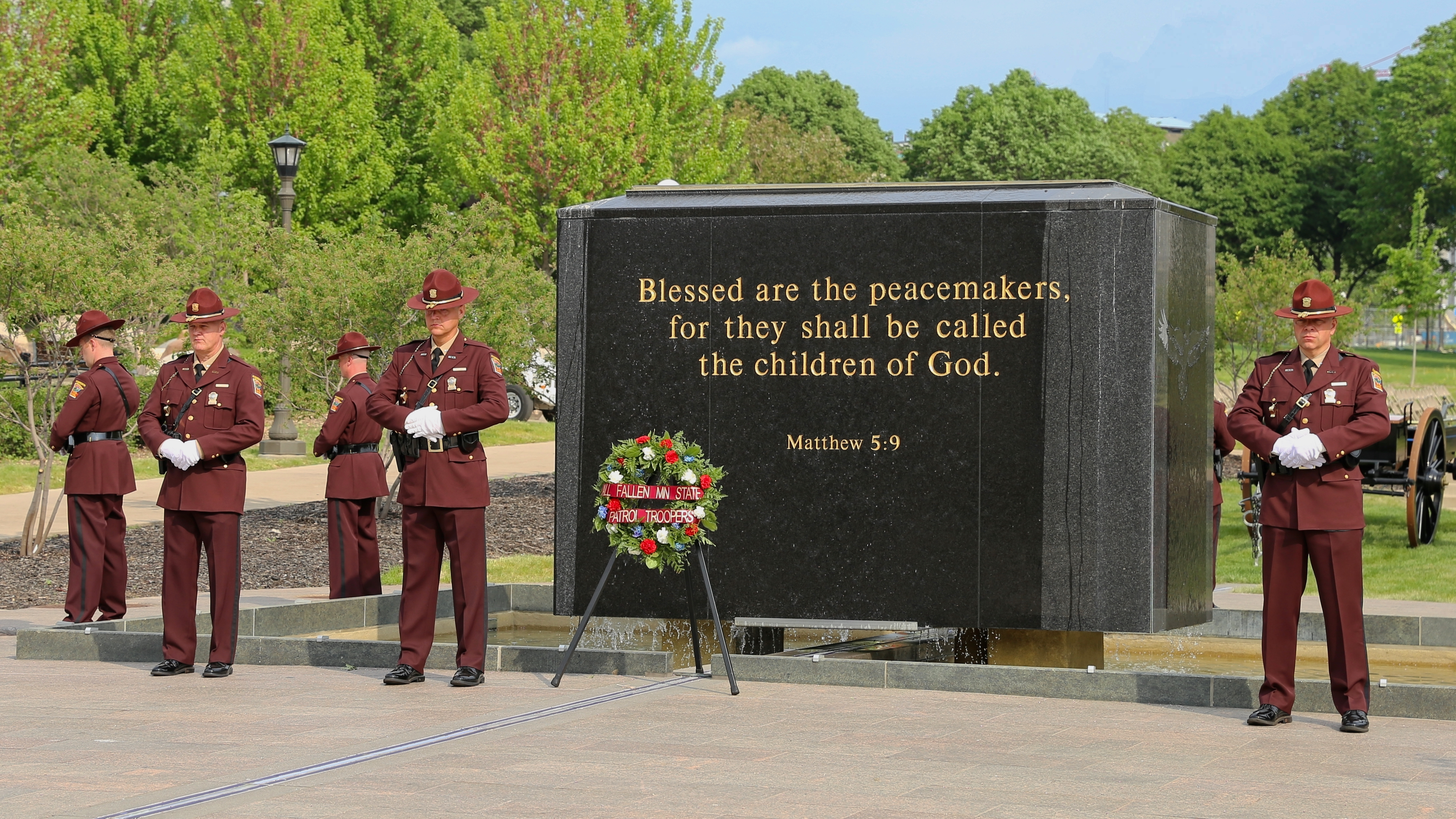 Members of the Minnesota State Patrol Honor Guard at a memorial