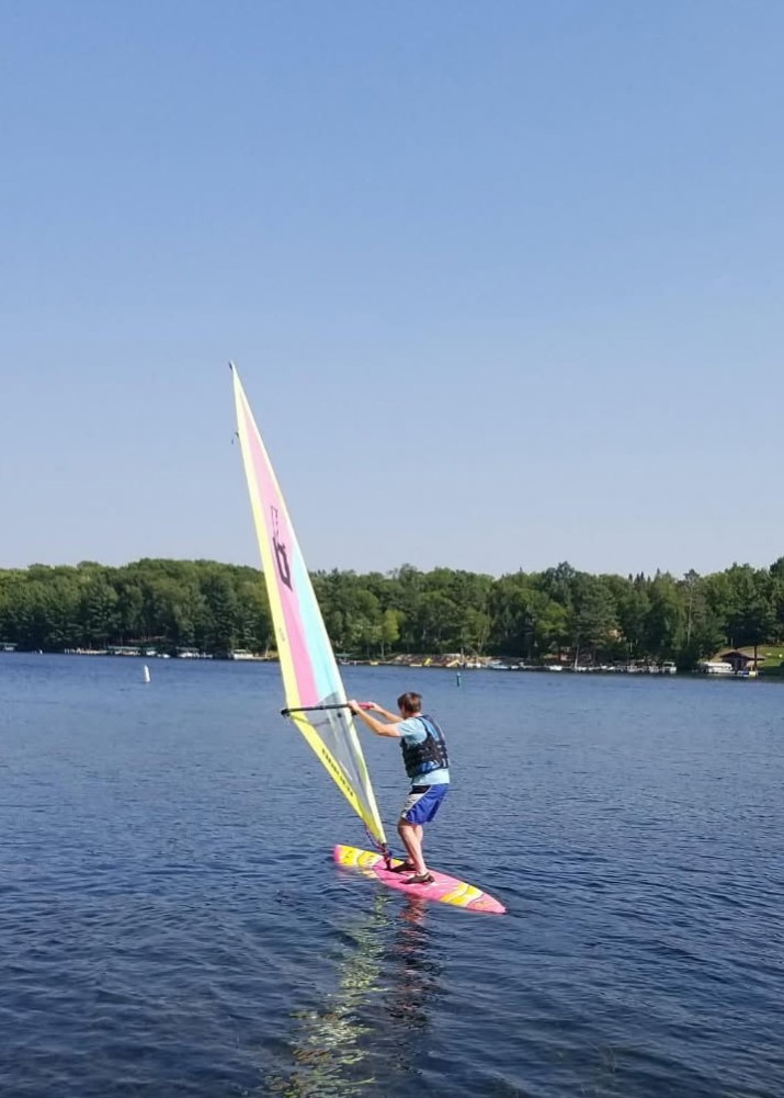 Don Weiblen sailboarding on Bay Lake shortly before he suffered his cardiac arrest