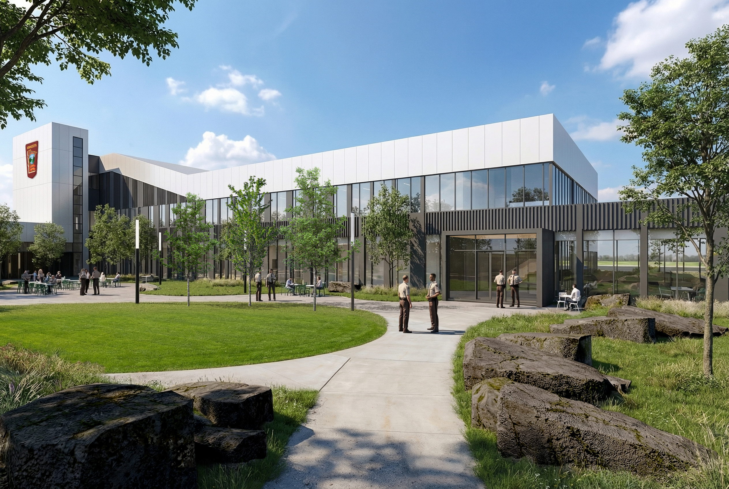A rendering of the courtyard will look like at the State Patrol's new headquarters facility
