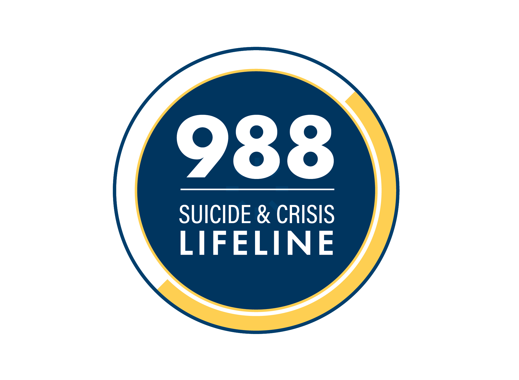 White text "988 Suicide & crisis lifeline" on blue background