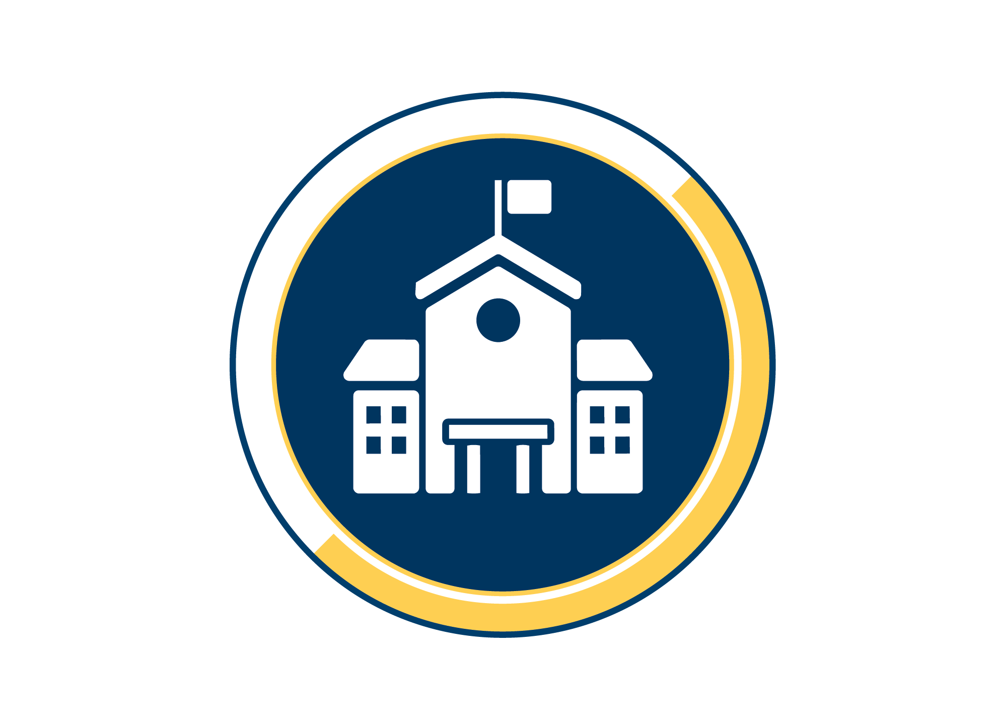 White school icon on blue background