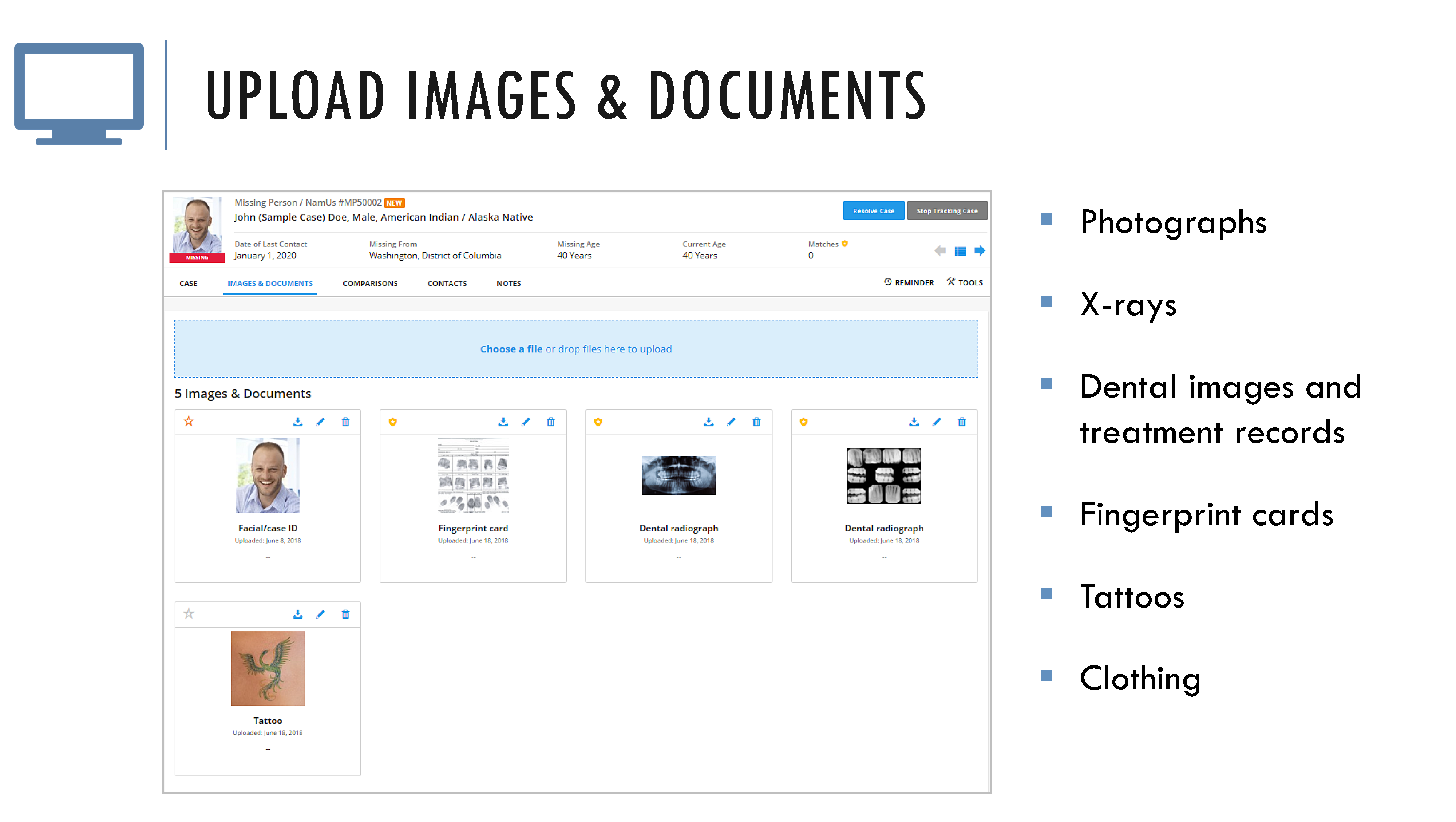 Upload images and documents