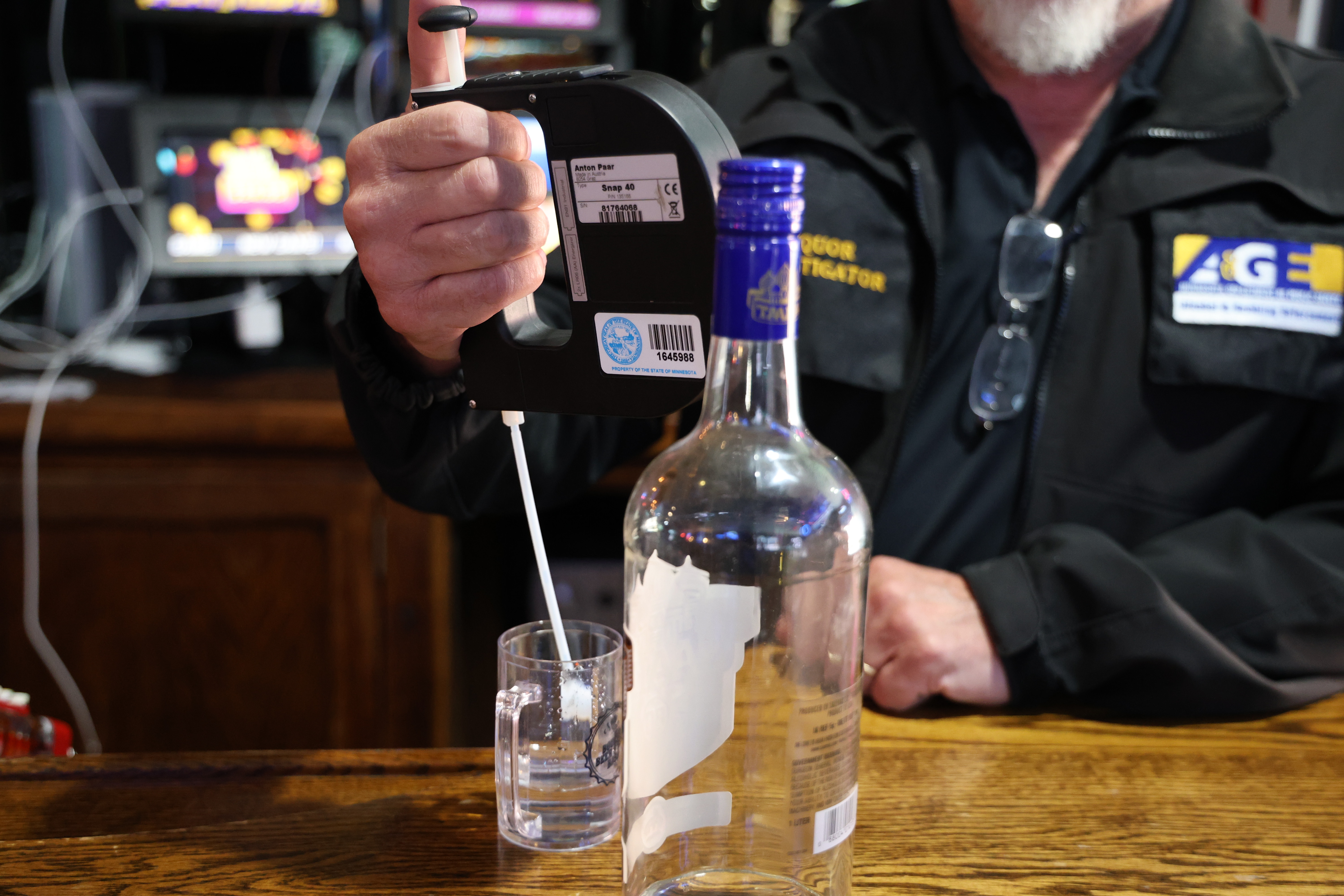 Alcohol inspection at a bar.