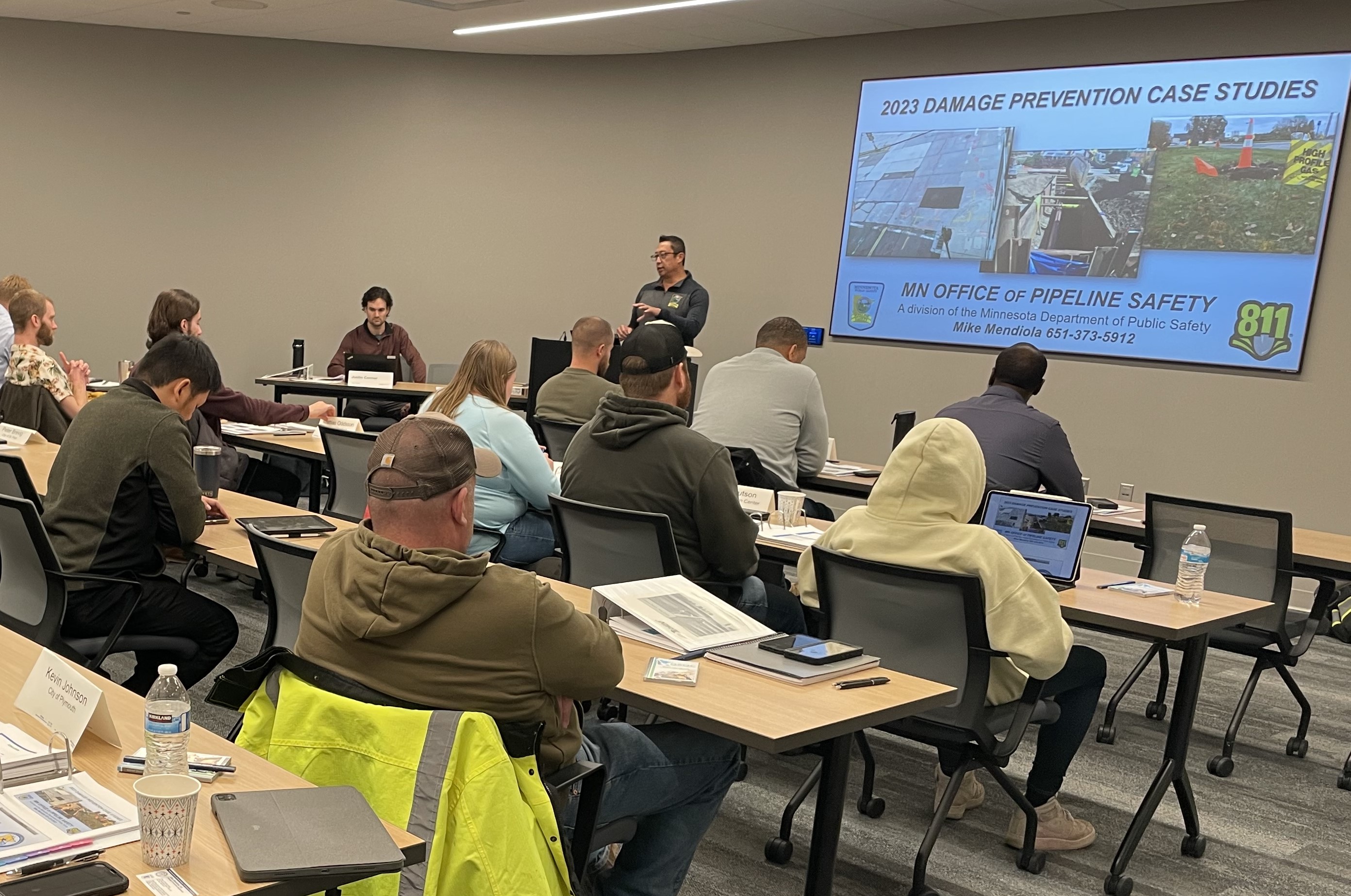 Image of an OPS employee presenting at a damage prevention meeting