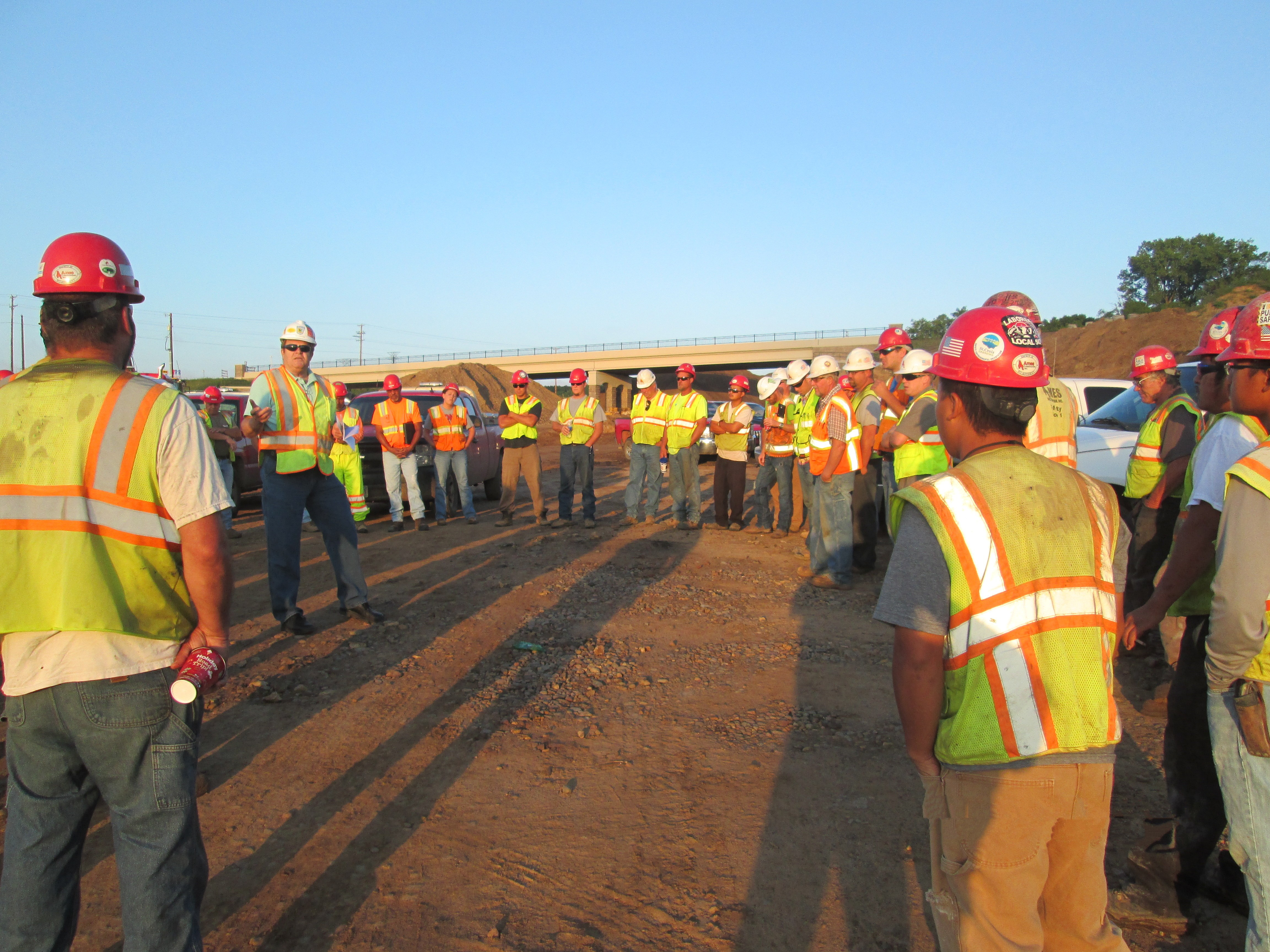 OPS inspector giving a safety talk on a job site