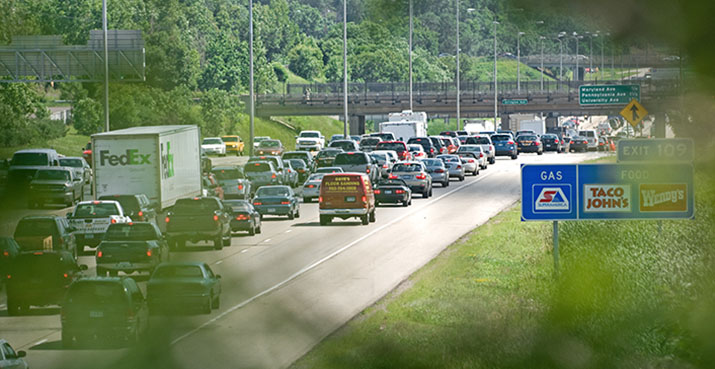 Traffic on a busy freeway