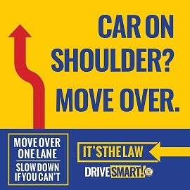 Graphic showing how a car needs to move over for a stalled vehicle
