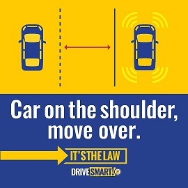 Graphic showing how a car needs to move over for a stalled vehicle