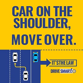 Graphic showing cars moving over for stalled vehicle