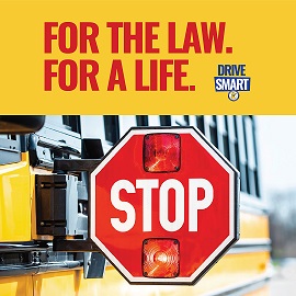graphic with school bus stop sign