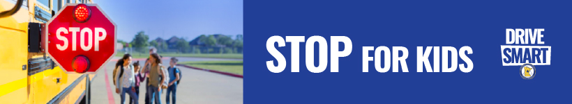 graphic with school bus and stop arm extended