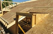 Picture of oriented stranded board (OSB) used in roofing