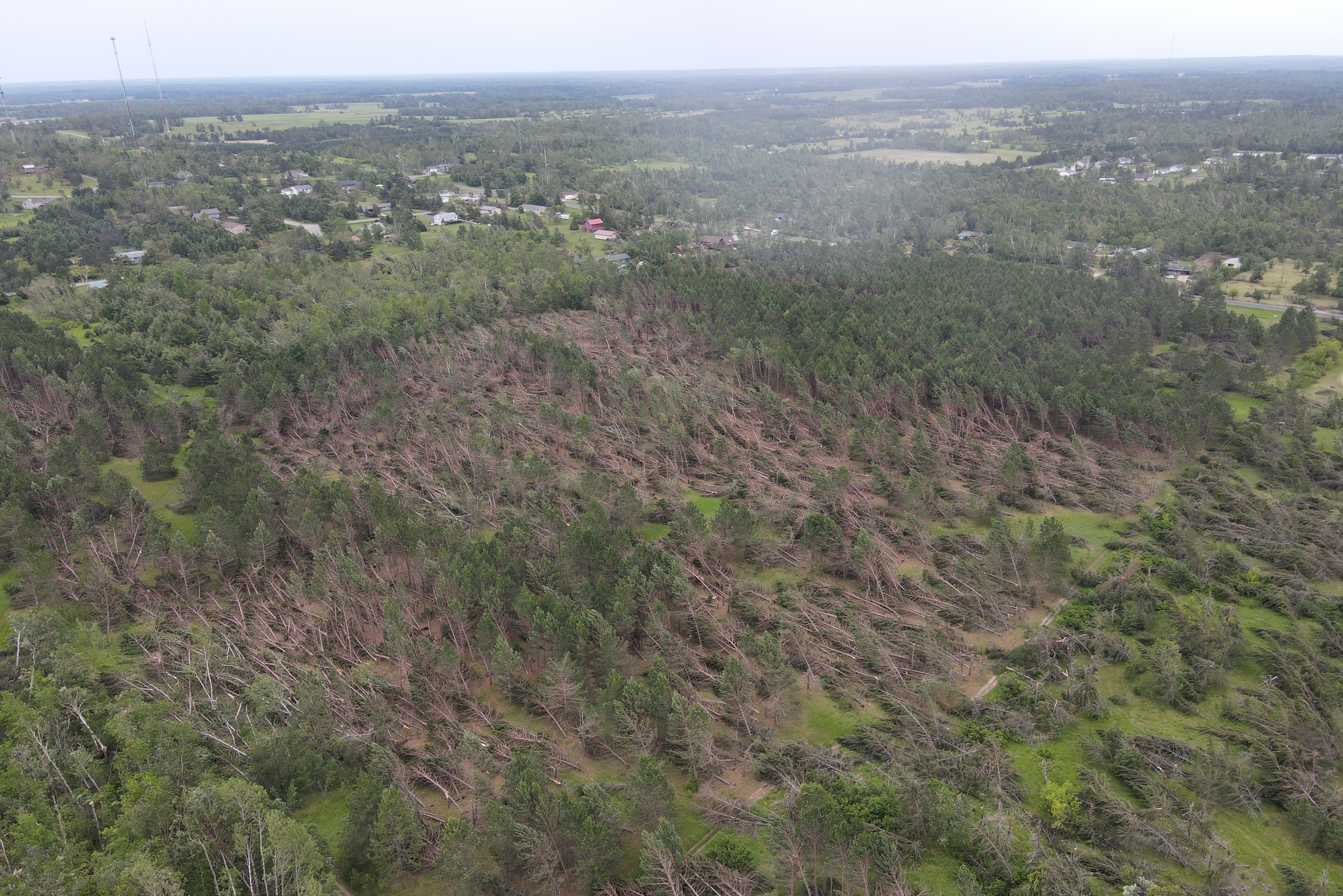 Aerial storm damage in Bemidji